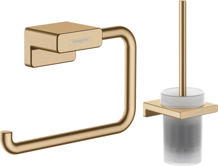Набор Hansgrohe AddStoris Держатель туалетной бумаги 41771140 + Ершик 41752140 шлифованная бронза подвесная,  в современном стиле
