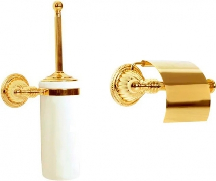 Набор Boheme Hermitage Gold Ершик Hermitage Gold 10363 + Держатель туалетной бумаги Hermitage Gold 10350 золото, подвесная