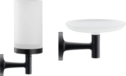 Набор Duravit Starck T Стакан 0099314600 черный + Мыльница 0099334600 черная подвесная,  в современном стиле