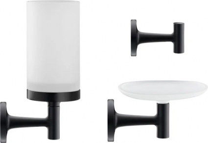 Набор Duravit Starck T Стакан 0099314600 черный + Мыльница 0099334600 черная + Крючок 0099294600 черный подвесная,  в современном стиле