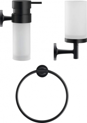 Набор Duravit Starck T Стакан 0099314600 черный + Дозатор 0099354600 черный + Полотенцедержатель 0099474600 черный подвесная,  в современном стиле