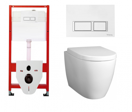 Комплект 3 в 1 инсталляция для унитазов Tece Tecespring S955203 + Унитаз подвесной BelBagno Marino с кнопкой глянцевой белой