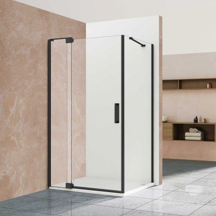 Душевой уголок Vincea Extra VSR-1E111280CLB 110/120х80х200 профиль черный, стекло прозрачное, прямоугольный, двери распашные