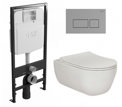 Комплект 3 в 1 инсталляция D&K DI8055119 + Унитаз подвесной Berges Wasserhaus Ego XL 082118 + Кнопка прямоугольная хром 