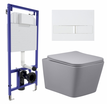 Комплект 3 в 1 инсталляция Berges Wasserhaus Novum L1 + Унитаз подвесной Vincea Q-Line VT1-12MG + кнопка белая