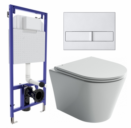 Комплект 3 в 1 инсталляция Berges Wasserhaus Novum L2 + Унитаз подвесной Ceramica Nova Forma CN3011 + кнопка хром матовая