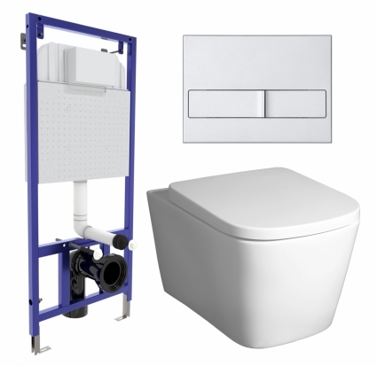 Комплект 3 в 1 инсталляция Berges Wasserhaus Novum L2 + Унитаз подвесной BelBagno Albano BB120CHR + кнопка хром матовая