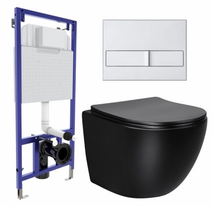 Комплект 3 в 1 инсталляция Berges Wasserhaus Novum L2 + Унитаз Vincea Globo VT1-14MB + кнопка хром матовая