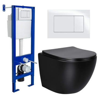 Комплект 3 в 1 инсталляция Berges Wasserhaus Atom 410 + Унитаз Vincea Globo VT1-14MB + кнопка белая