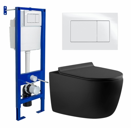 Комплект 3 в 1 инсталляция Berges Wasserhaus Atom 410 + Унитаз подвесной Aquanet Cetus 287008 + кнопка белая