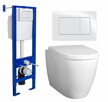 Комплект 3 в 1 инсталляция Berges Wasserhaus Atom 410 + Унитаз подвесной BelBagno Marino + кнопка белая