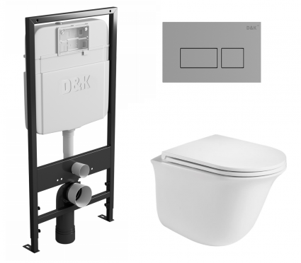 Комплект 3 в 1 инсталляция D&K DI8055119 + Унитаз подвесной WeltWasser Telbach 004 GL-WT + Кнопка прямоугольная хром 