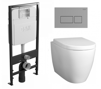 Комплект 3 в 1 инсталляция D&K DI8055119 + Унитаз подвесной BelBagno Marino  + Кнопка прямоугольная хром 