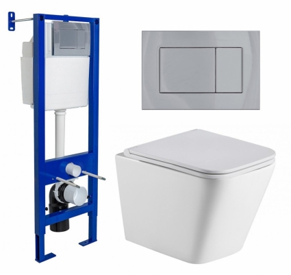Комплект 3 в 1 инсталляция Berges Wasserhaus Atom 410 + Подвесной унитаз WeltWasser Gelbach 043 GL-WT + кнопка хром