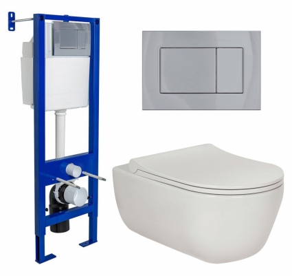 Комплект 3 в 1 инсталляция Berges Wasserhaus Atom 410 + Унитаз подвесной Berges Wasserhaus Ego XL 082118 + кнопка хром