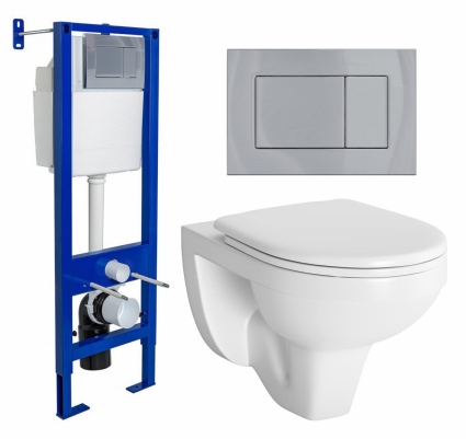 Комплект 3 в 1 инсталляция Berges Wasserhaus Atom 410 + Унитаз подвесной Berges Wasserhaus Gamma 081105 + кнопка хром