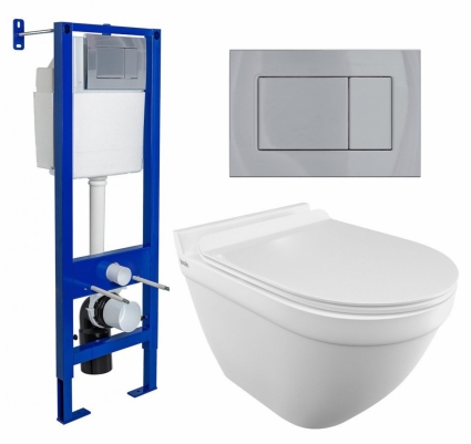 Комплект 3 в 1 инсталляция Berges Wasserhaus Atom 410 + Унитаз подвесной Iddis Cloud CLORDSEi25 + кнопка хром