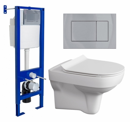 Комплект 3 в 1 инсталляция Berges Wasserhaus Atom 410 + Унитаз подвесной Cersanit City New + кнопка хром