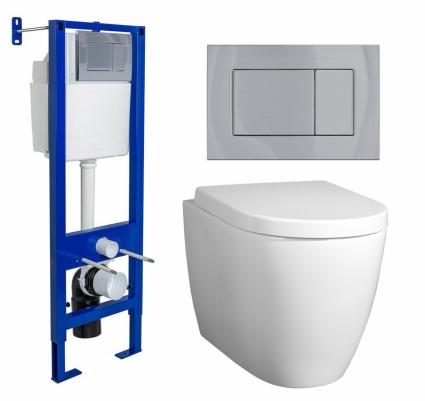 Комплект 3 в 1 инсталляция Berges Wasserhaus Atom 410 + Унитаз подвесной BelBagno Marino + кнопка хром