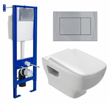 Комплект 3 в 1 инсталляция Berges Wasserhaus Atom 410 + Унитаз подвесной Jacob Delafon Struktura EDE102-00 + кнопка хром