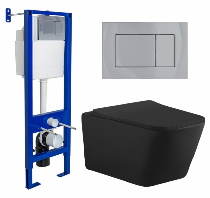 Комплект 3 в 1 инсталляция Berges Wasserhaus Atom 410 + Унитаз подвесной Aquanet Tavr-W BW 287011 + кнопка хром