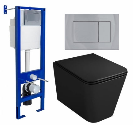 Комплект 3 в 1 инсталляция Berges Wasserhaus Atom 410 + Унитаз подвесной Owl 1975 Ruta-H OWLT190404 + кнопка хром