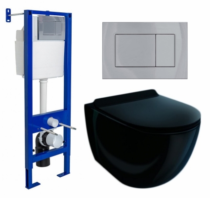 Комплект 3 в 1 инсталляция Berges Wasserhaus Atom 410 + Унитаз подвесной Esbano Garcia ESUPGARCB + кнопка хром