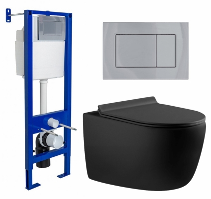 Комплект 3 в 1 инсталляция Berges Wasserhaus Atom 410 + Унитаз подвесной Aquanet Cetus 287008 + кнопка хром