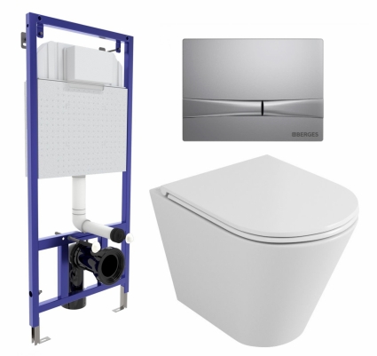 Комплект 3 в 1 инсталляция Berges Wasserhaus Novum 040252 + Унитаз подвесной Owl 1975 Ruta-H OWLT190304 + кнопка хром матовая