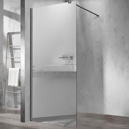 Душевая перегородка Vincea Walk-In VSW-1H800MRGM 80х200 профиль вороненая сталь, стекло зеркальное в современном стиле