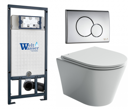 Комплект 3 в 1 инсталляция WeltWasser WW Marberg 507 + Подвесной унитаз Ceramica Nova Forma CN3011 с кнопкой хром RD