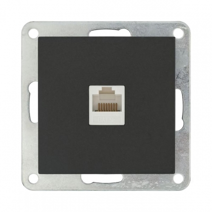 Розетка LK Studio компьютерная RJ-45 кат. 5е с накладкой (черный бархат) LK80 846108-1, в современном стиле, цвет черный