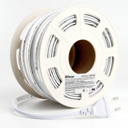 Светодиодная влагозащищенная лента Feron 10W/m 120LED/m 2835SMD дневной белый 25M LS710 48764 цвет белый, мощность 250 Вт