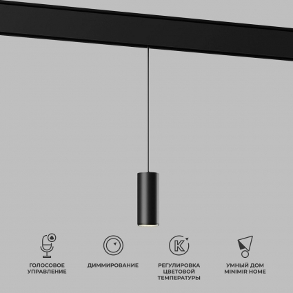 Подвесной трековый светодиодный светильник Elektrostandard Slim Magnetic Dim Amend 85072/01 черный a063533 в стиле Хай-тек, цвет черный