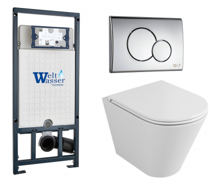 Комплект 3 в 1 инсталляция WeltWasser WW Marberg 507 + Подвесной унитаз Owl 1975 Ruta-H OWLT190304 с кнопкой хром RD