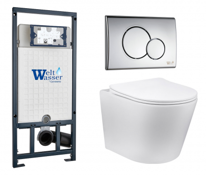 Комплект 3 в 1 инсталляция WeltWasser WW Marberg 507 + Подвесной унитаз Vincea Piatti VT1-11 с кнопкой хром RD