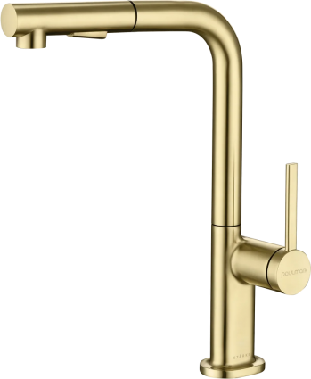 Смеситель для кухни Paulmark Neo Ne214419-SBG светлое брашированное золото однорычажный, длина излива 21.98 см