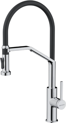 Смеситель для кухни Omoikiri Makkari 2 Plus-SB C-BL хром, черный, однорычажный, длина излива 23.5 см