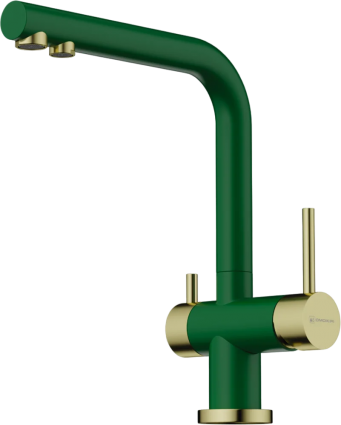 Смеситель для кухни Omoikiri Nagano RG-LG royal green, светлое золото, однорычажный, длина излива 20.6 см
