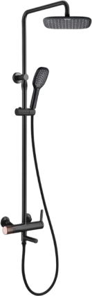 Душевая стойка Bronze de Luxe Аvantgarde 2039RGB черная, розовое золото, цвет черный, штанга 121.5 см