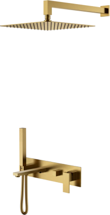 Душевой комплект Boheme Qubic 474-BR С ВНУТРЕННЕЙ ЧАСТЬЮ, bronze, бронза, шланг металлический 150 см