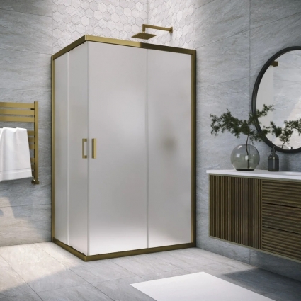 Душевой уголок Vegas Glass ZA-F Tur Novo h1900 120*100 05 10 профиль бронза, стекло сатин, прямоугольный, двери раздвижные