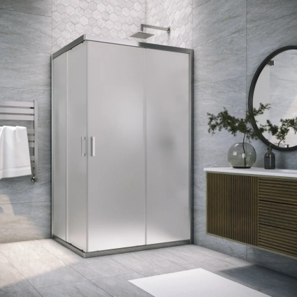 Душевой уголок Vegas Glass ZA-F Tur Novo h1900 120*90 08 10 профиль глянцевый хром, стекло сатин, прямоугольный, двери раздвижные