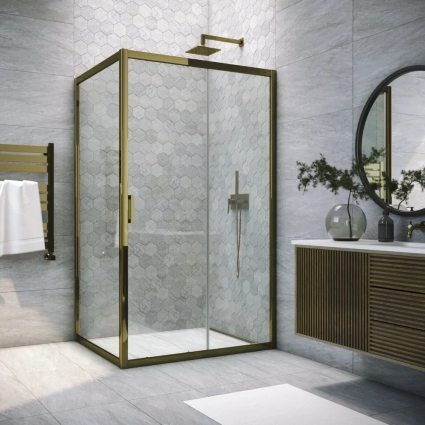 Душевой уголок Vegas Glass ZP+ZPV Tur Novo h1900 120*70 05 01 профиль бронза, стекло прозрачное, прямоугольный, двери раздвижные