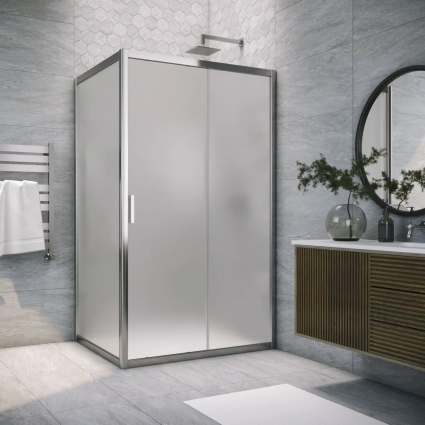 Душевой уголок Vegas Glass ZP+ZPV Tur Novo h1900 120*70 08 10 профиль глянцевый хром, стекло сатин, прямоугольный, двери раздвижные