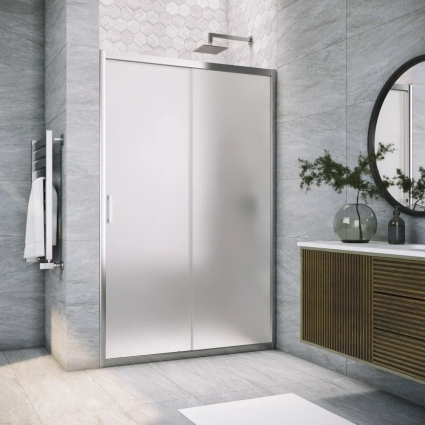 Душевая дверь в нишу Vegas Glass ZP Tur Novo h1900 155 08 10 профиль глянцевый хром, стекло сатин, раздвижная