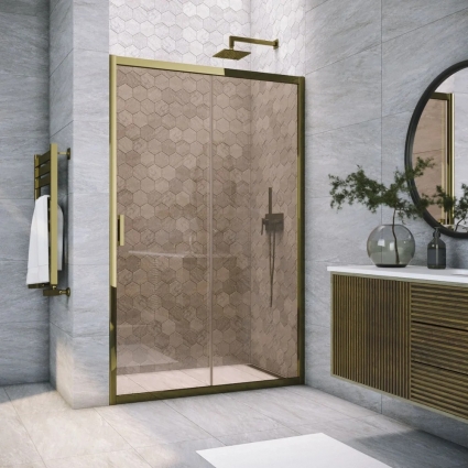 Душевая дверь в нишу Vegas Glass ZP Tur Novo h1900 155 05 05 профиль бронза, стекло бронза, раздвижная
