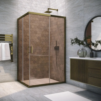 Душевой уголок Vegas Glass ZA-F Tur Novo h1900 120*90 05 05 профиль бронза, стекло бронза, прямоугольный, двери раздвижные