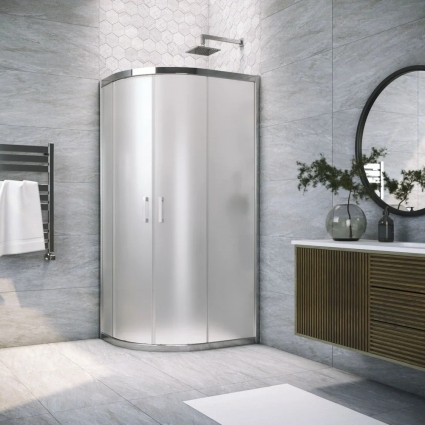 Душевой уголок Vegas Glass ZS-F Tur Novo h1900 110*100 08 10 профиль глянцевый хром, стекло сатин, прямоугольный-асимметричный, двери раздвижные