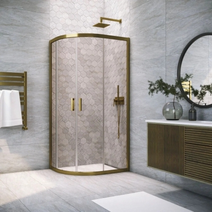 Душевой уголок Vegas Glass ZS-F Tur Novo h1900 100*90 05 05 профиль бронза, стекло бронза, прямоугольный-асимметричный, двери раздвижные